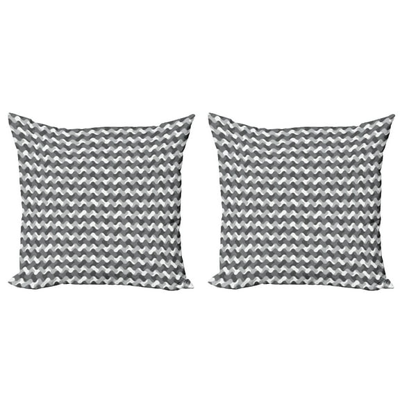 Ambesonne Vintage Throw Pillow Cover 2 Pack, Gradient Retro Lines, 16", Charcoal Grey