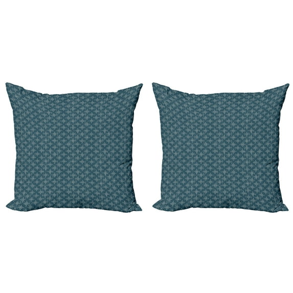 Ambesonne Vintage Throw Pillow Cover 2 Pack, Grunge Simplistic Garden, 24", Dark Teal and Eggshell