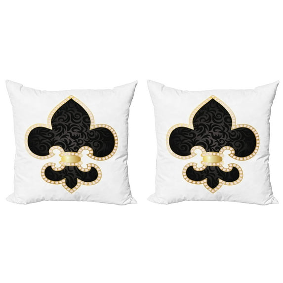 Ambesonne Vintage Throw Pillow Cover 2 Pack, Lily of France, 24", Yellow Black White