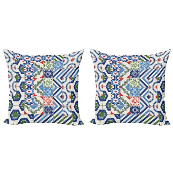 Ambesonne Vintage Throw Pillow Cover 2 Pack, Motifs of Moroccan Design, 16", Multicolor