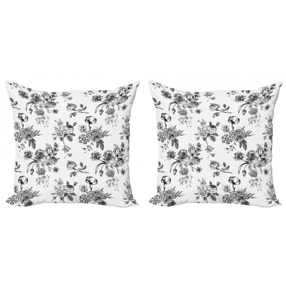 Ambesonne Vintage Throw Pillow Cover 2 Pack, New Modern Art, 16", White and Black