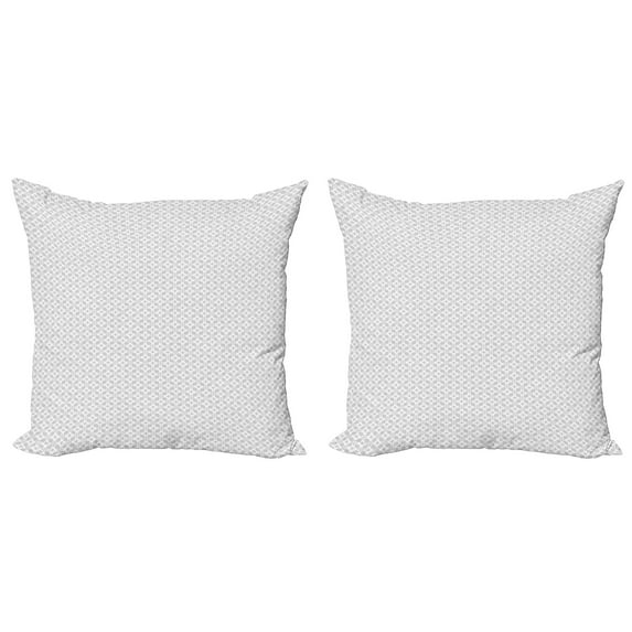 Ambesonne Vintage Throw Pillow Cover 2 Pack, Nostalgic Circular Square, 18", Pale Grey White