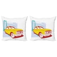thumbnail image 1 of Ambesonne Vintage Throw Pillow Cover 2 Pack, Old Car Grunge Art, 18", Yellow Turquoise, 1 of 5