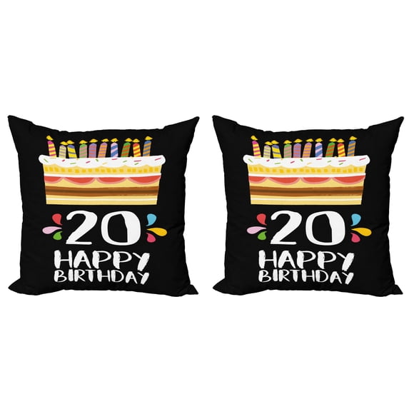 Ambesonne Vintage Throw Pillow Cover 2 Pack, Party Cake Candles, 24", Multicolor