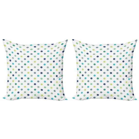 Ambesonne Vintage Throw Pillow Cover 2 Pack, Polka Dots Fashion, 20", Apple Green Jade Green