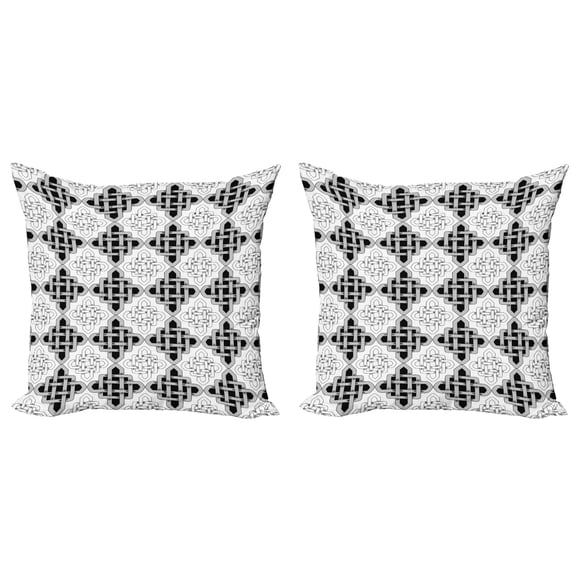 Ambesonne Vintage Throw Pillow Cover 2 Pack, Scandinavian Celtic, 18", Grey White