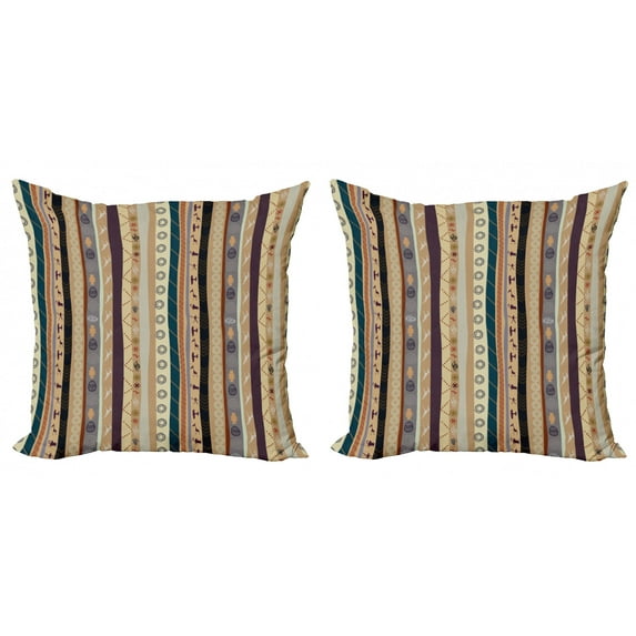 Ambesonne Vintage Throw Pillow Cover 2 Pack, Traditional Ornaments, 20", Multicolor