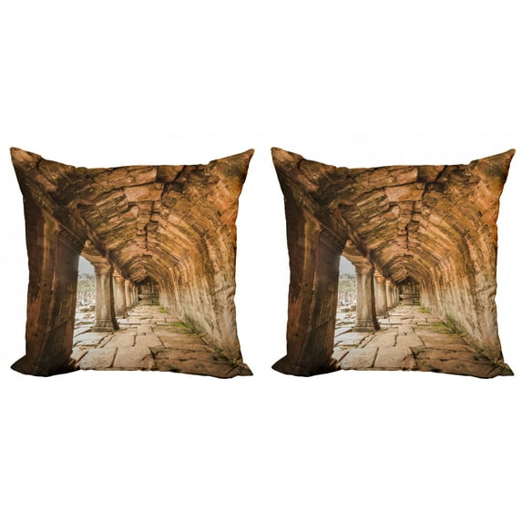 Ambesonne Vintage Throw Pillow Cover 2 Pack, Wall, 16", Beige