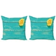 thumbnail image 1 of Ambesonne Vintage Throw Pillow Cover 2 Pack, Wooden Spring Floral, 16", Turquoise Yellow, 1 of 2