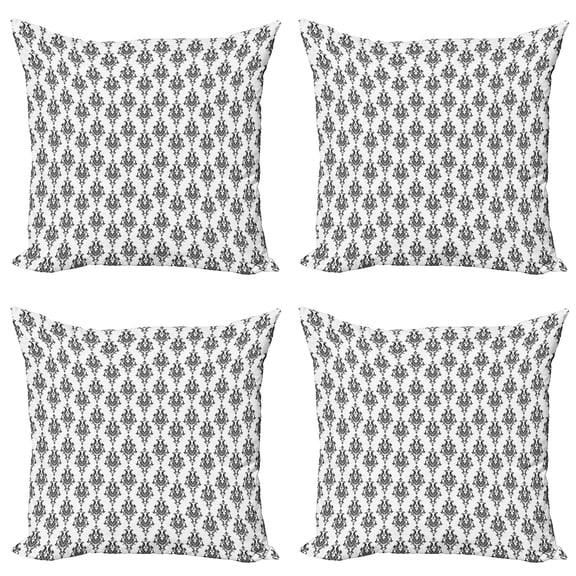 Ambesonne Vintage Throw Pillow Cover 4 Pack, Baroque Victorian Style, 24", Black White
