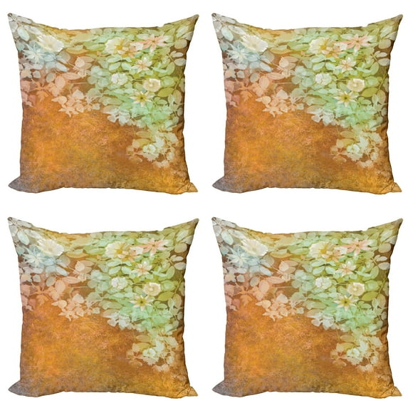 Ambesonne Vintage Throw Pillow Cover 4 Pack, Blur Paper Background, 16", Green Mustard