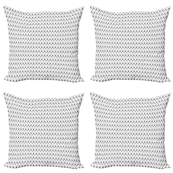 Ambesonne Vintage Throw Pillow Cover 4 Pack, Botany Inspired Motif Dots, 24", Charcoal Grey White