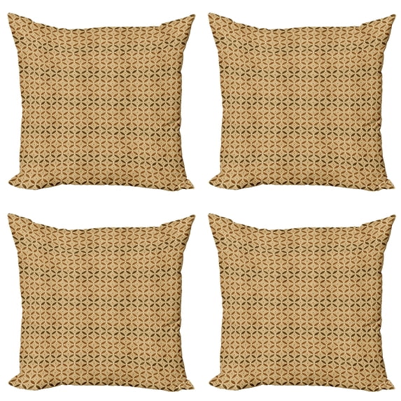 Ambesonne Vintage Throw Pillow Cover 4 Pack, Celtic Style Circles, 20", Caramel and Beige