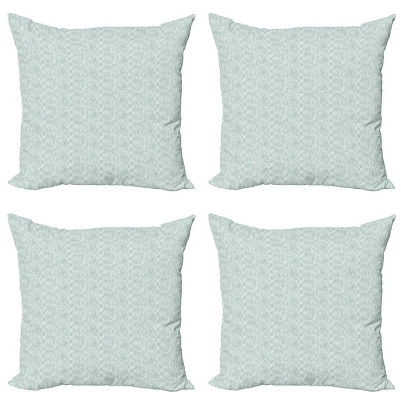 Ambesonne Vintage Throw Pillow Cover 4 Pack, Floral Lace Pattern, 20", Seafoam and White
