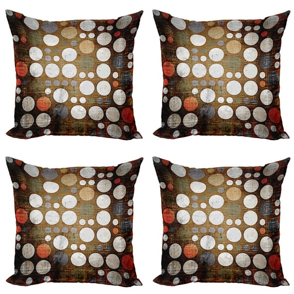Ambesonne Vintage Throw Pillow Cover 4 Pack, Grunge Murk Elements, 24", Multicolor
