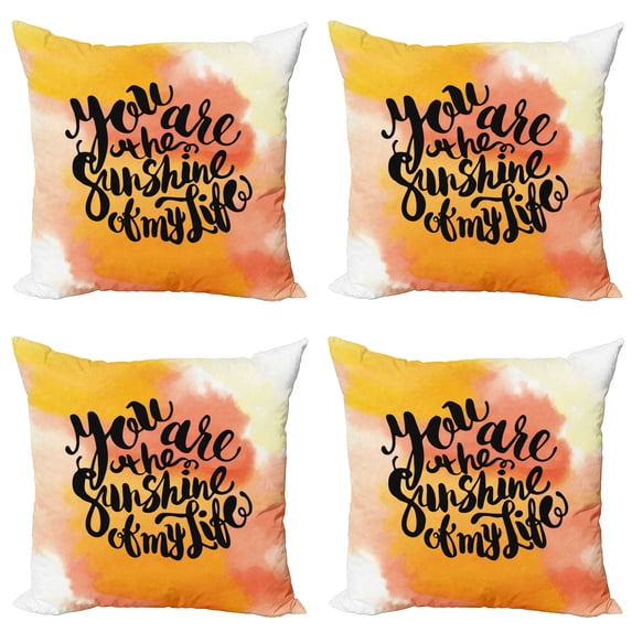 Ambesonne Vintage Throw Pillow Cover 4 Pack, Love Romance Valentine, 18", Orange and Yellow