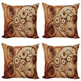 thumbnail image 1 of Ambesonne Vintage Throw Pillow Cover 4 Pack, Mechanical Clocks Gears, 18", Dark Orange Beige, 1 of 5