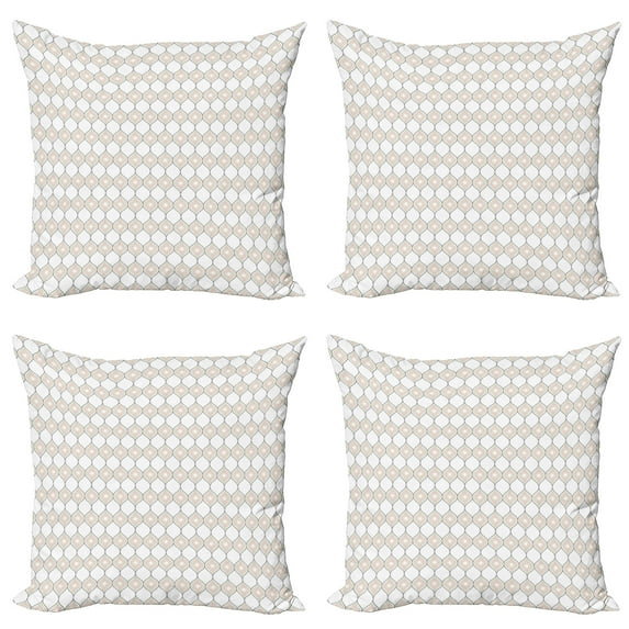 Ambesonne Vintage Throw Pillow Cover 4 Pack, Ogee Shape with Vivid Dots, 16", Dimgray Dark Mustard