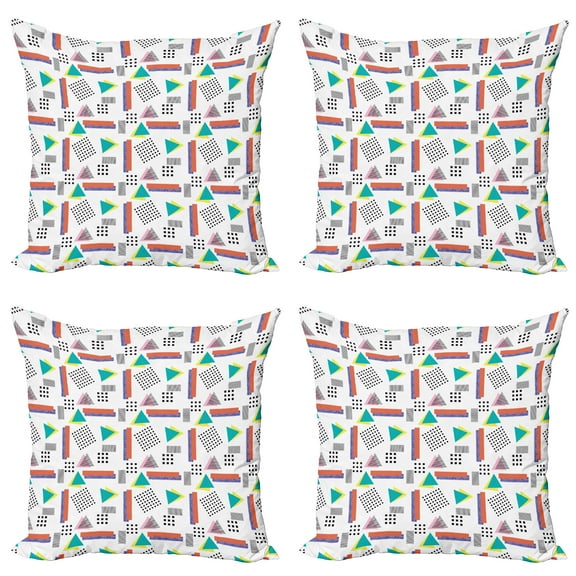 Ambesonne Vintage Throw Pillow Cover 4 Pack, Old Retro Style Pattern, 16", Coral Black