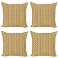 thumbnail image 1 of Ambesonne Vintage Throw Pillow Cover 4 Pack, Oriental Curvy Flowers, 18", Tan and Caramel, 1 of 2