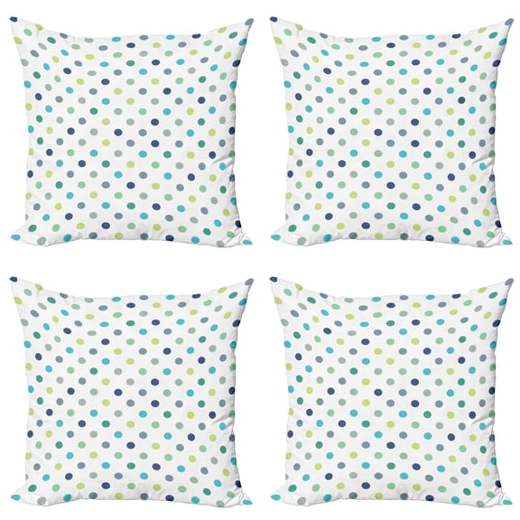 Ambesonne Vintage Throw Pillow Cover 4 Pack, Polka Dots Fashion, 20", Apple Green Jade Green