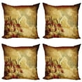 thumbnail image 1 of Ambesonne Vintage Throw Pillow Cover 4 Pack, Retro Flower Chamomile, 18", Tan Orange, 1 of 5