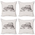 thumbnail image 1 of Ambesonne Vintage Throw Pillow Cover 4 Pack, Retro Locomotive, 16", Cream and Black, 1 of 6