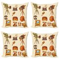 thumbnail image 1 of Ambesonne Vintage Throw Pillow Cover 4 Pack, Retro Old Technology, 20", Cream and Pale Caramel, 1 of 5