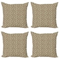 thumbnail image 1 of Ambesonne Vintage Throw Pillow Cover 4 Pack, Retro Style Abstract Flower, 16", Olive Green Eggshell, 1 of 2