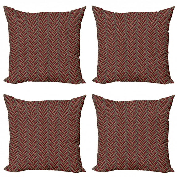 Ambesonne Vintage Throw Pillow Cover 4 Pack, Retro Style Angled Design, 18", Multicolor