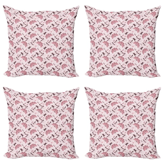 Ambesonne Vintage Throw Pillow Cover 4 Pack, Retro Women Fashion, 24", Pale Pink