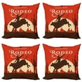 thumbnail image 1 of Ambesonne Vintage Throw Pillow Cover 4 Pack, Rodeo Cowboy Rides Bull, 24", Orange Brown, 1 of 6