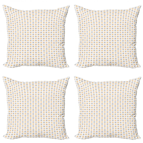 Ambesonne Vintage Throw Pillow Cover 4 Pack, Shabby Colored Dots, 20", Cadet Blue Orange White