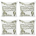 thumbnail image 1 of Ambesonne Vintage Throw Pillow Cover 4 Pack, Sketch Old Car Balloon, 24", Ivory Dark Olive Green, 1 of 6