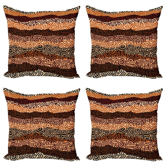 Ambesonne Vintage Throw Pillow Cover 4 Pack, Strikes Pattern, 20", Multicolor