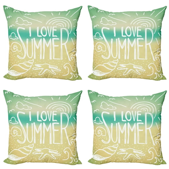Ambesonne Vintage Throw Pillow Cover 4 Pack, Sun Words, 24", Turquoise Beige