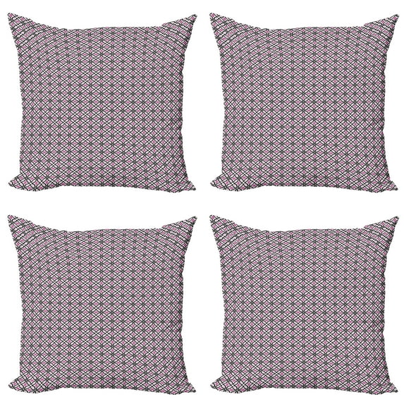 Ambesonne Vintage Throw Pillow Cover 4 Pack, Vibrant Tone Circles Motifs, 20", Pale Mauve and Pink