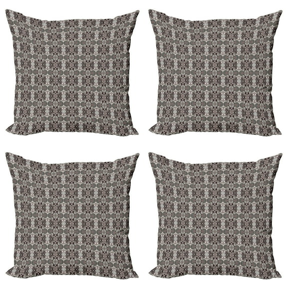 Ambesonne Vintage Throw Pillow Cover 4 Pack, Victorian Royal Floral, 24", Eggplant Cream Tan