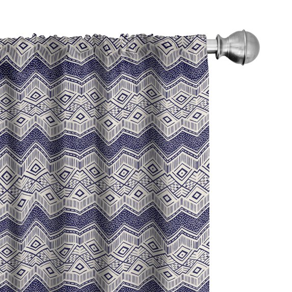 Ambesonne Vintage Tribal 4-Panel Curtains, Aztec Style Ornament, 56"x95", Indigo and Ivory