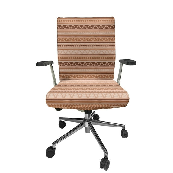 Ambesonne Vintage Tribal Office Chair Cover Stretchable High Back, Rounds and Triangles, Rust Peach