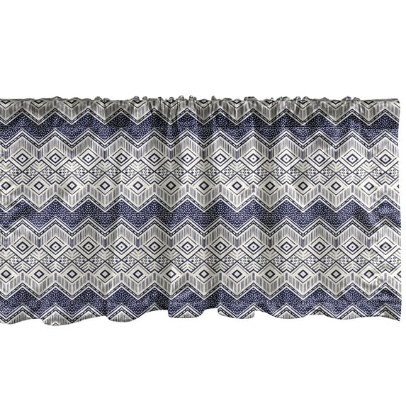 Ambesonne Vintage Tribal Valance Pack of 2, Aztec Style Ornament, 42"X12", Indigo and Ivory