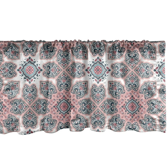 Ambesonne Vintage Tribal Window Valance, Oriental Motif, 54" X 12", Rose Mauve Taupe