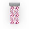 thumbnail image 1 of Ambesonne Vintage Tulips Fitted Sheet, Retro Boho Flowers, Twin Size, Magenta Pale Lilac Cream, 1 of 5