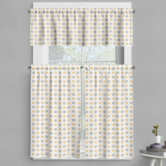 Ambesonne Vintage Valance & Curtain, Shabby Colored Dots, 55"x36", Cadet Blue Orange White