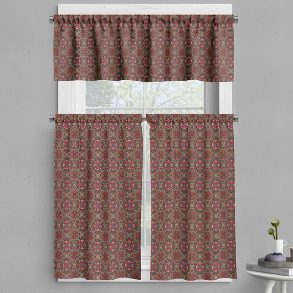 Ambesonne Vintage Valance & Curtain, Vivid Oriental East, 55"x45", Multicolor