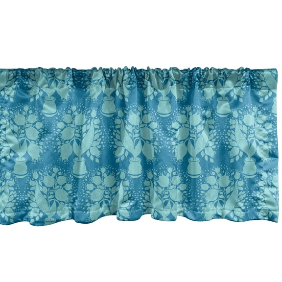 Ambesonne Vintage Valance Pack of 2, Abstract Flowers in Pots, 42"X12", Seafoam and Sea Blue