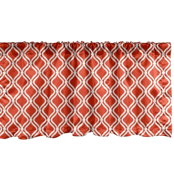 Ambesonne Vintage Valance Pack of 2, Abstract Warm Toned Lattice, 54"X18", Vermilion and White