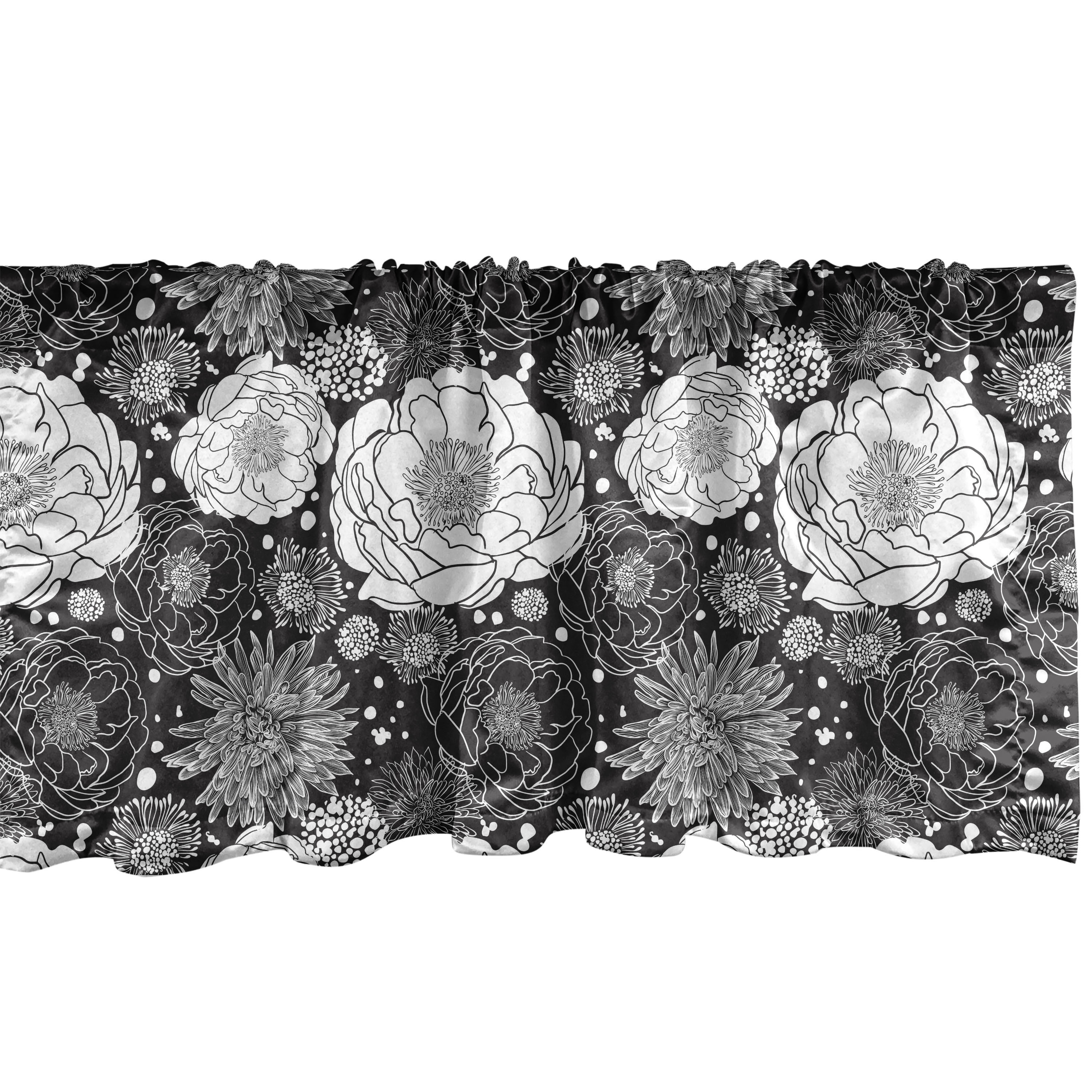Ambesonne Vintage Valance Pack of 2, Bitonal Peony Flowers Art, 54"X12