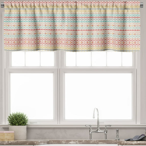 Ambesonne Vintage Valance Pack of 2, Boho Stripes and Shapes, 42"X18", Multicolor