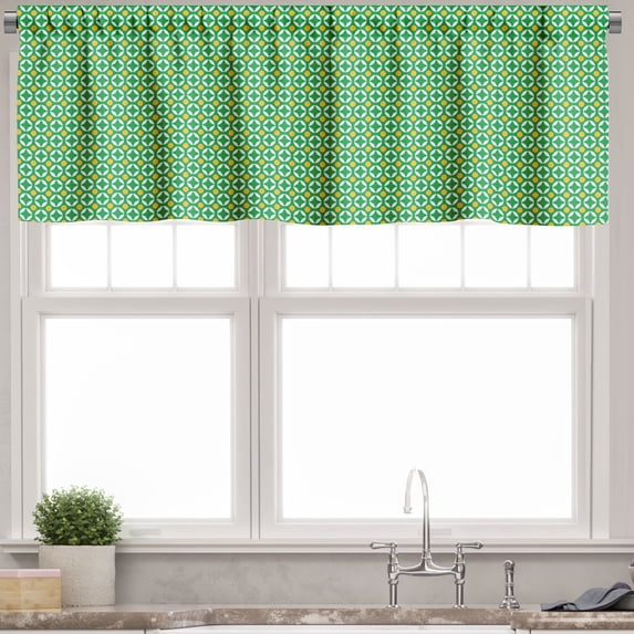 Ambesonne Vintage Valance Pack of 2, Continuous Nature Motifs, 54"X18", Green Earth Yellow